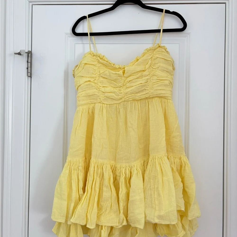 Yellow Ruffled Mini Dress - Picture 5 of 7